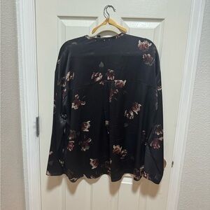 Vince Black and Burgundy Floral Top